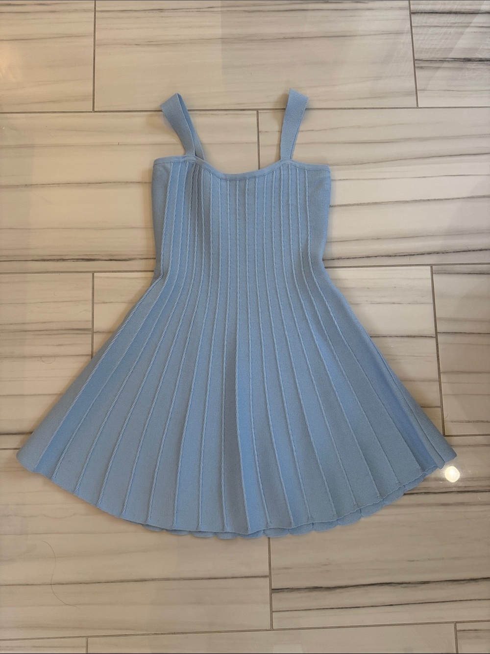 Altar'd State Light Blue Ribbed Fit-and-Flare Sundress
